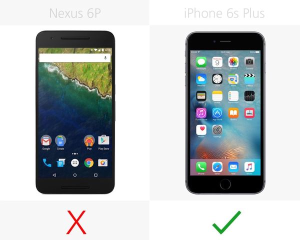 Сравнение смартфонов: Nexus 6P и iPhone 6s Plus