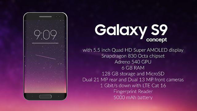 Концепт Galaxy S9: безрамочный дисплей и огромная батарея